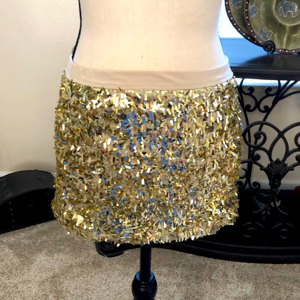 Gold sequin skirt